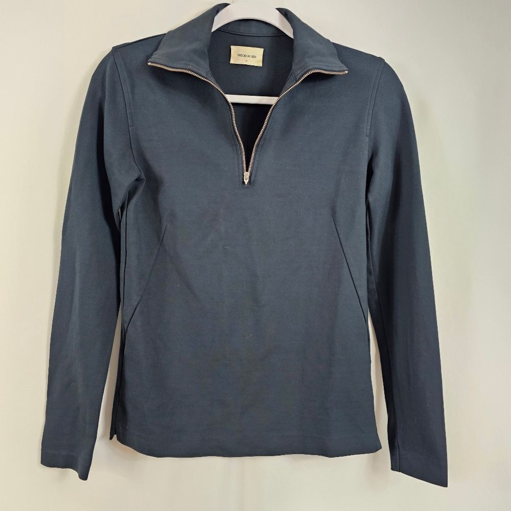 Wood Wood Half Zip Sweater in Navy Blue - Size 34